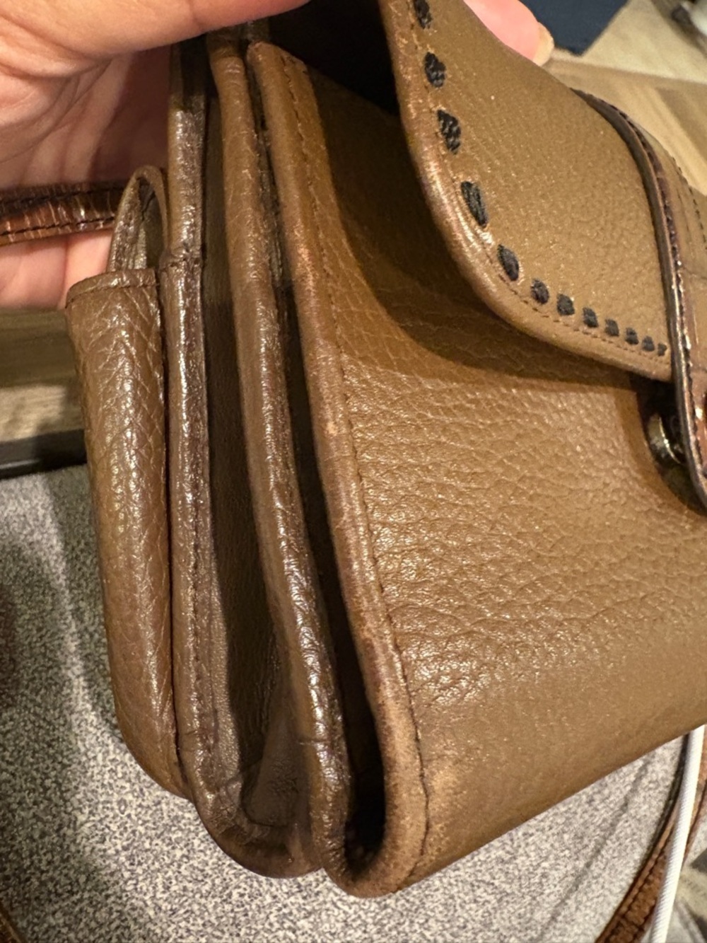 Brighton Brown Leather Crossbody Bag with Croc-Trim Accent - Picture 10 of 16